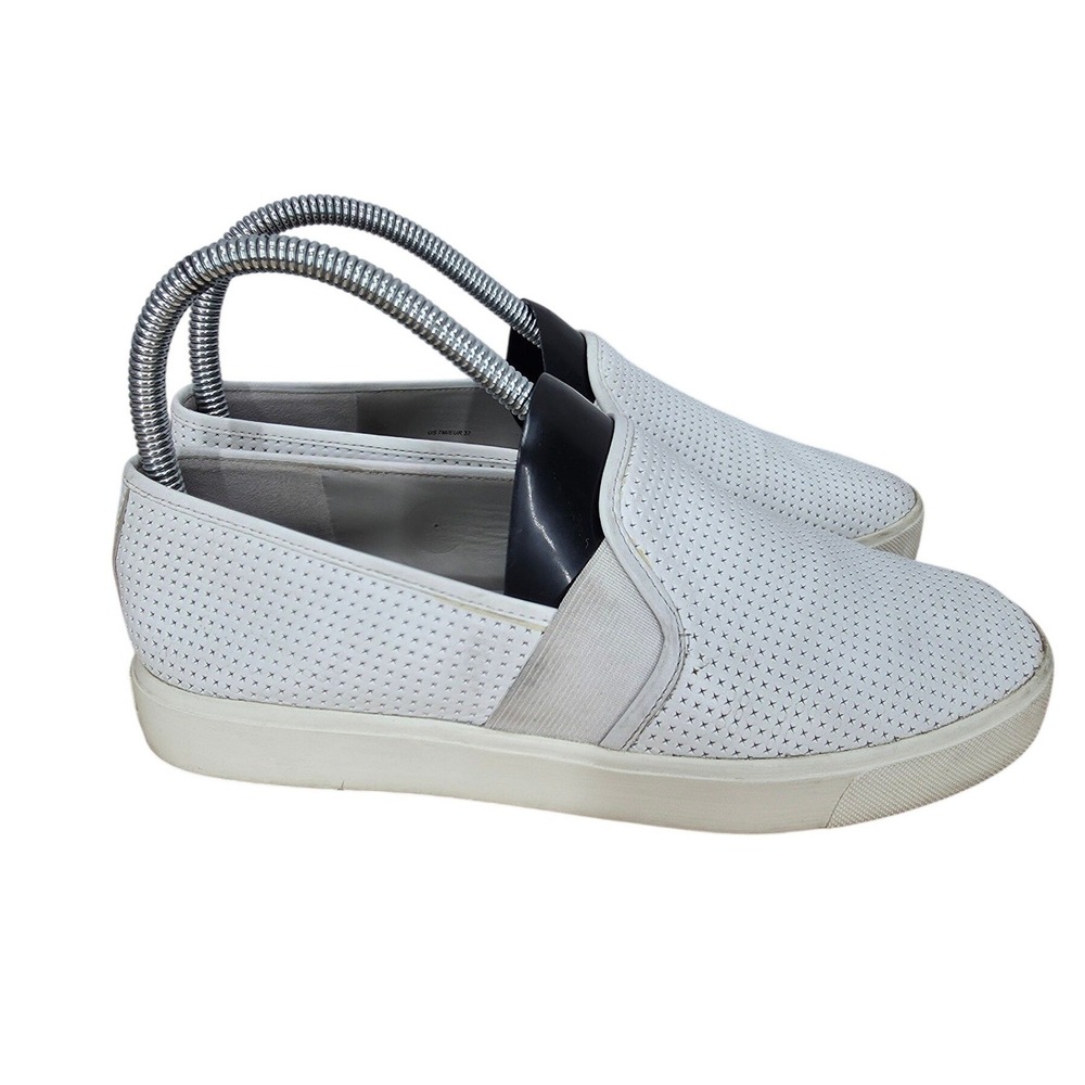 Vince Blair Sneakers Womens 7 M White Perforated Leather Slip On Casual Neutral
